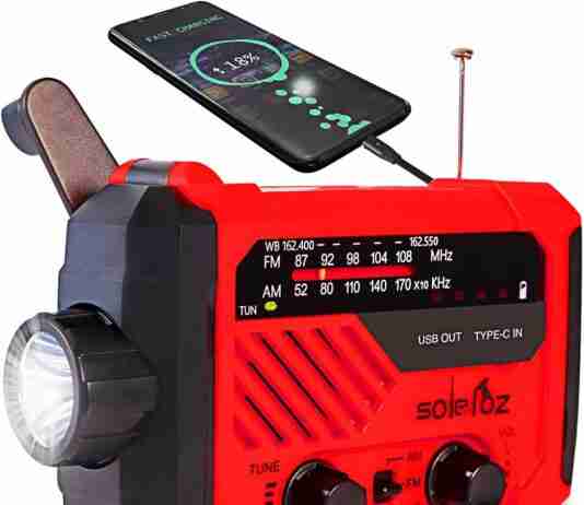 SOLELOZ Emergency Hand Crank Solar Radio