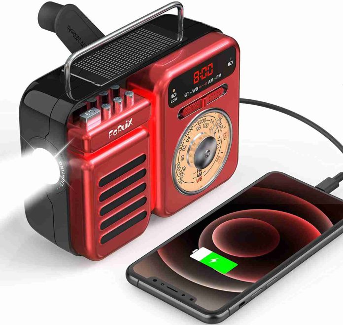 FARUIX Hand Crank Solar Weather Radio