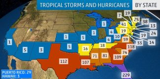 which state has the highest frequency of hurricanes 2