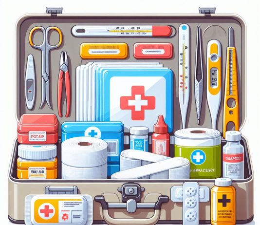 first aid kit treat minor scrapes and injuries with bandages gauze medications and tools 1