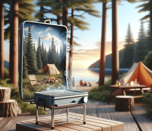 portable grill cook over an open flame with a lightweight foldable camping grill