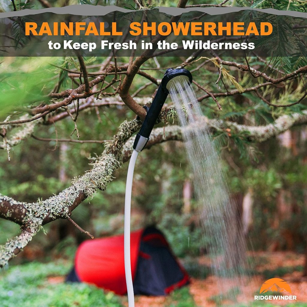 Ridgewinder Portable Shower for Camping - Camp Shower with Rechargeable Battery and Included showerhead. Complete Camping Shower Plus Sprayer Attachment