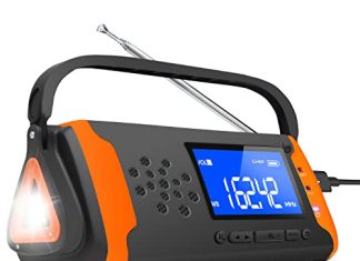 DaringSnail 4000mAh Emergency NOAA Weather Alert Radio, Hand Crank Solar Radio with Battery Operated, LCD Display, AUX Music Play, Flashlight, SOS Alarm, Emergency Phone Charger for Outdoor Emergency