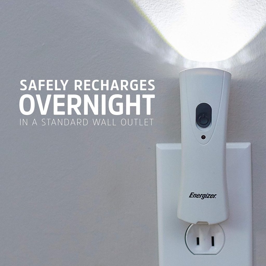 Energizer Weatheready Rechargeable Compact Handheld Light, Plug-in Rechargeable LED Light, Automatic Turn-On Emergency Flashlight, Built-in Rechargeable Battery Included, 3 Count