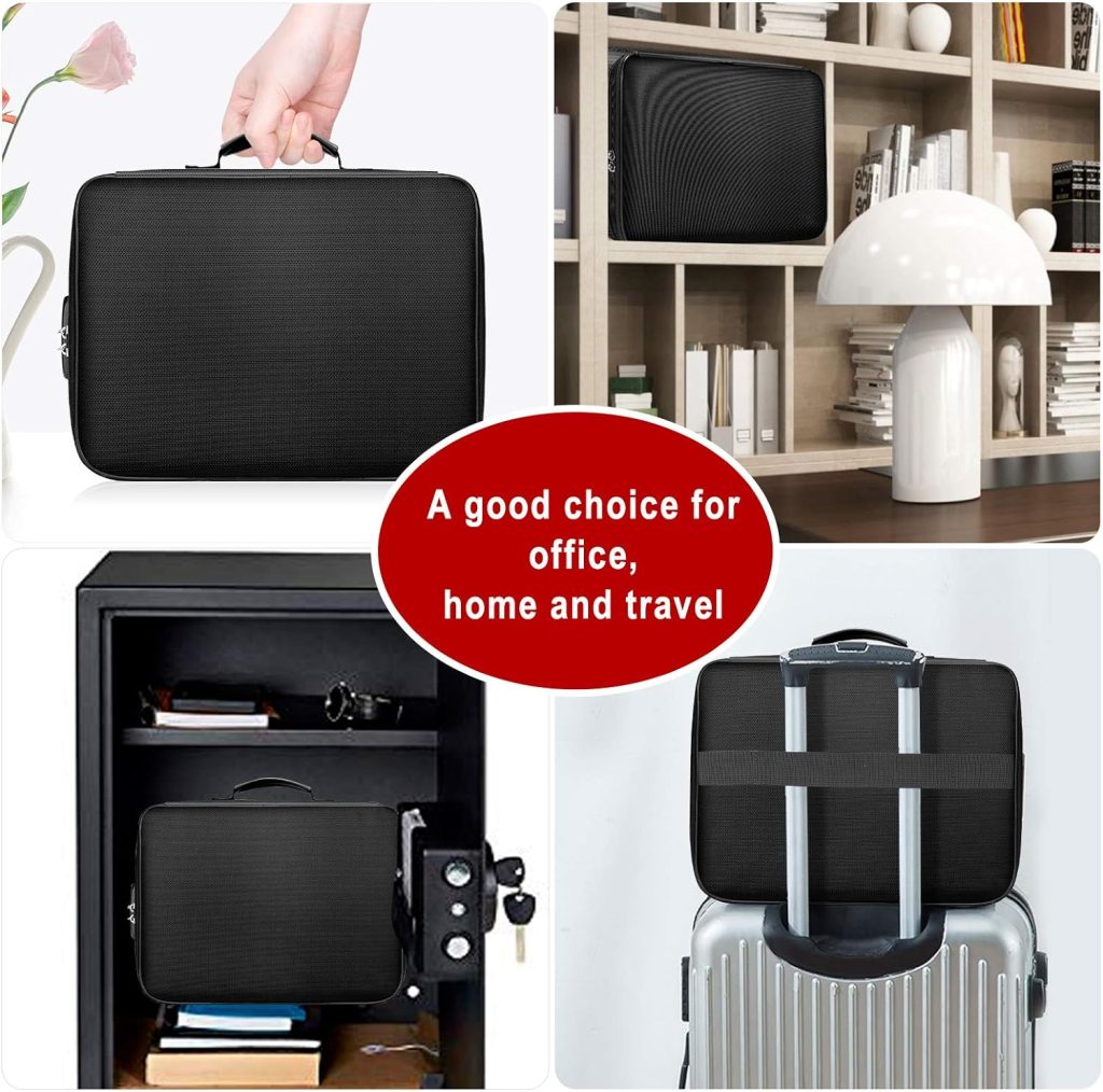 ENGPOW File Organizer Bags,Fireproof Document Bag with Money Bag,Home Office Travel Safe Bag with Lock,Multi-Layer Portable Filing Storage for Important File Passport Certificates Legal Documents