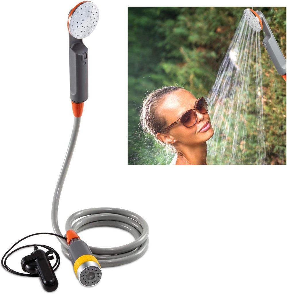 Ivation Portable Camping Shower | Compact Handheld  Hands-Free Rechargeable Outdoor Shower Head  Cleaning System w/ 3.7V Pump, 6-Ft Hose, Bidet Head, Removable Filter, Multiuse Hook  USB Cable