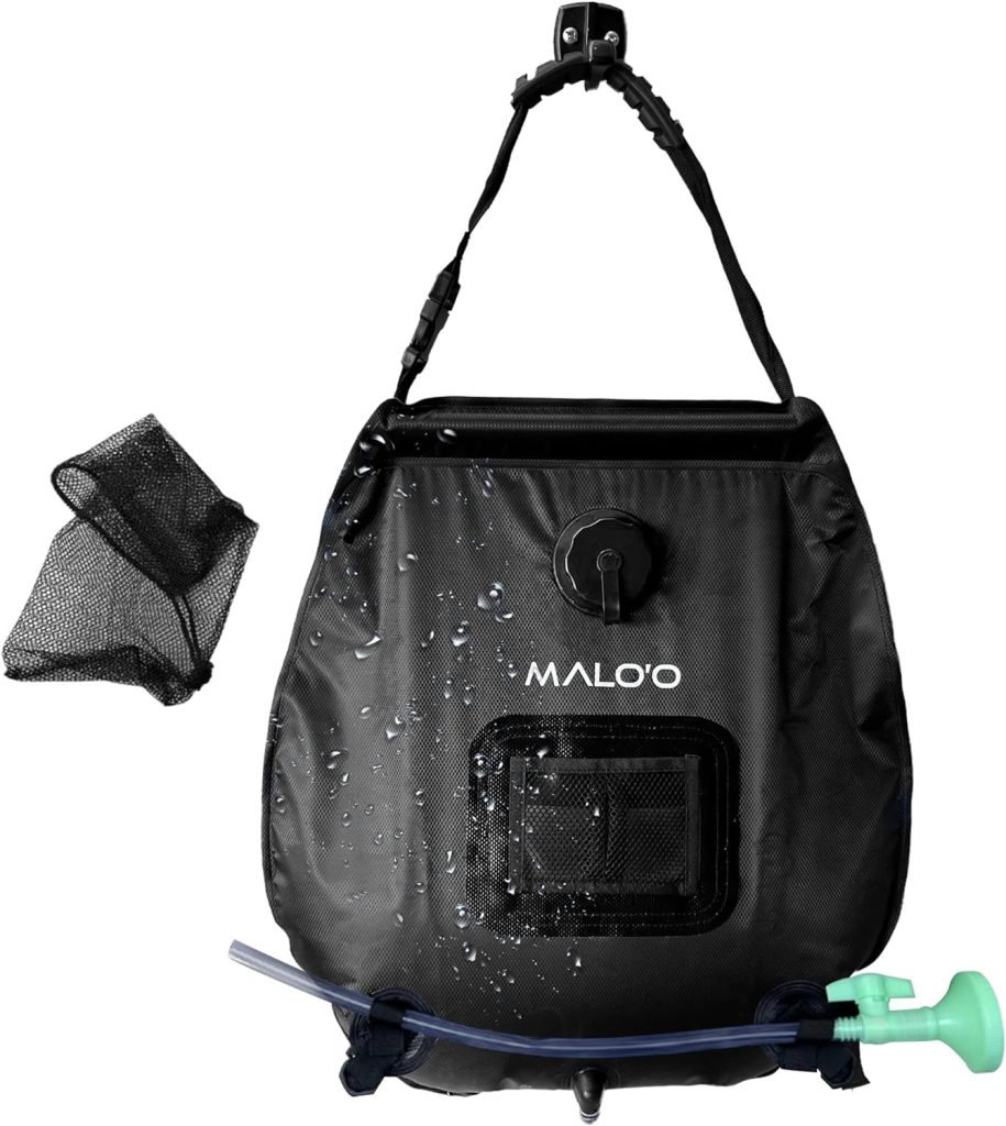 Maloo 5 gallon/20L Portable Solar Shower Bag, Solar Heating Camping Shower Bag with Removable Hose and On-Off Switchable Shower Head for Camping Gear, Surfing, Beach, Swimming, Outdoor Travel, hiking