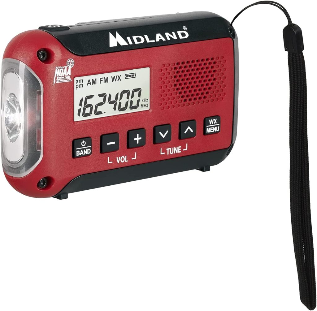 Midland® - ER10VP Weather Radio with Flashlight Emergency Alert - AM/FM Radio - Compact and Easy to Carry - SOS Strobe Signal and Headphone Jack