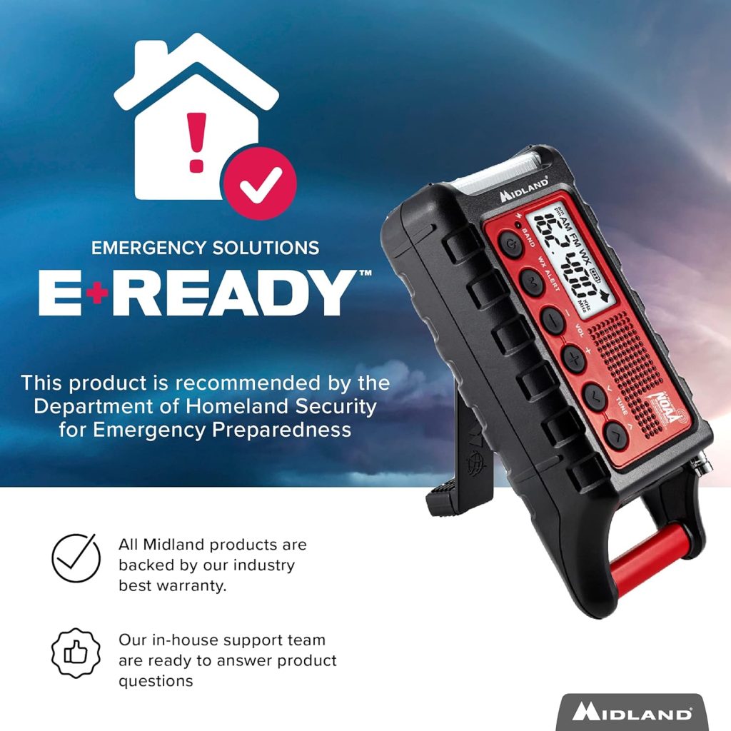 Midland® - ER10VP Weather Radio with Flashlight Emergency Alert - AM/FM Radio - Compact and Easy to Carry - SOS Strobe Signal and Headphone Jack