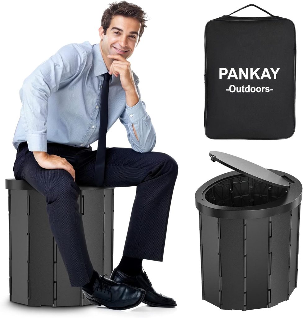 Pankay Portable Toilet for Camping, 15.8 Extra Large Camping Toilets Portable Potty for Adults, Travel Toilet with Handbag, Easy Set Up, Lightweight and Sturdy, Camp Toilet for Car Boat Hiking Beach