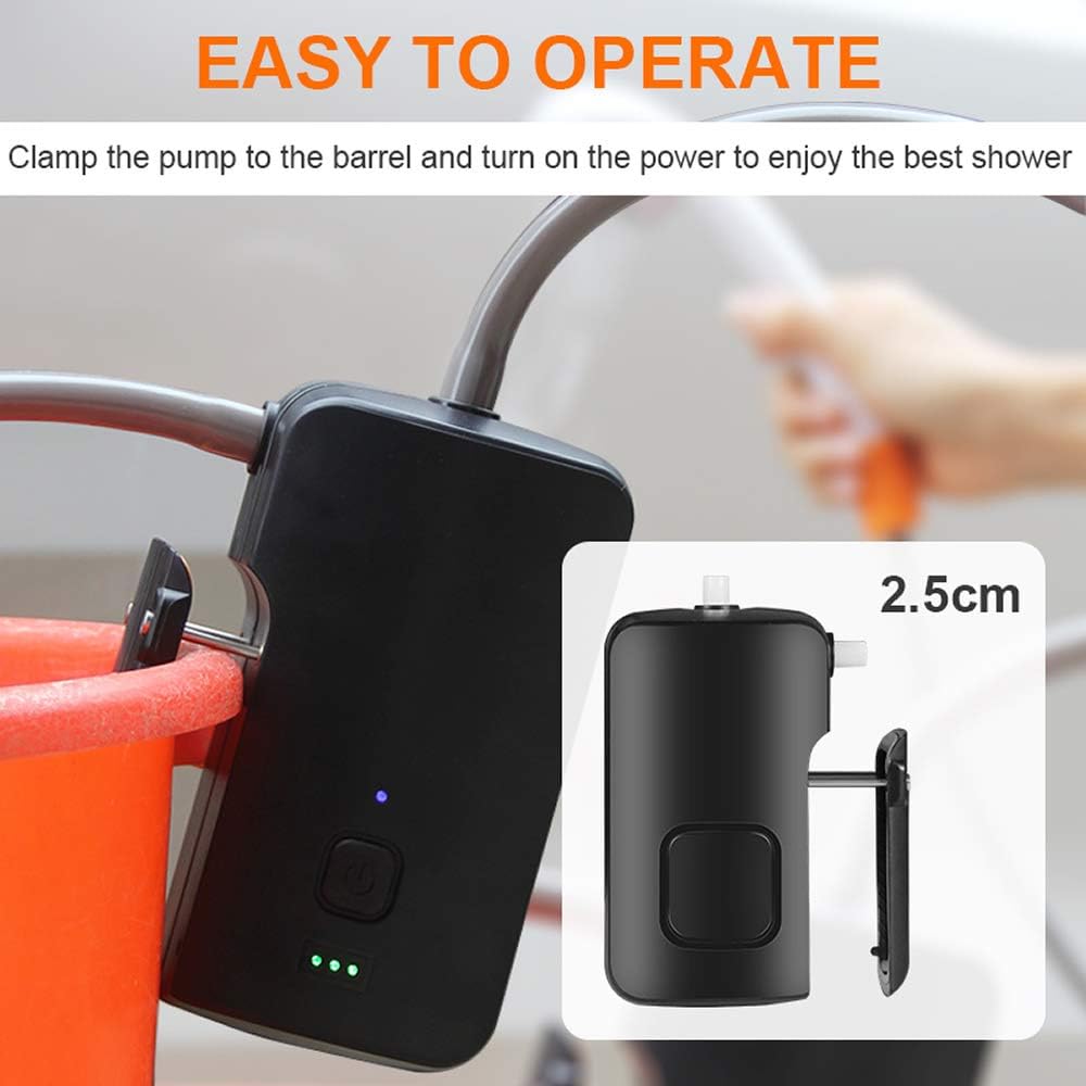 Portable Camping Shower Set, Built-in 4400mAh,USB Rechargeable Waterproof Battery Shower Pump+Collapsible Bucket for Family Camp Hiking Backpacking Travel Beach Pet Flowering, Outdoor Water System