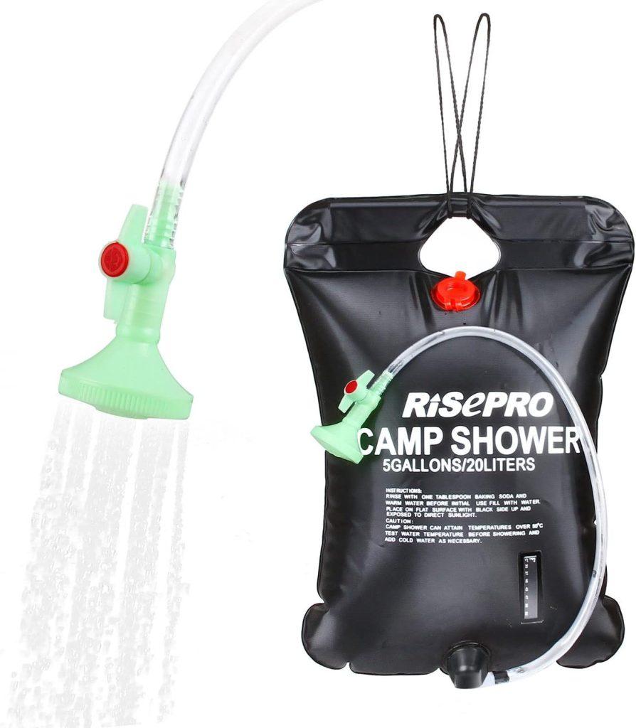 Solar Shower Bag, RISEPRO® 5 gallons/20L Solar Heating Camping Shower Bag Temperature Indicator Hot Water 45°C Hiking Climbing C1004
