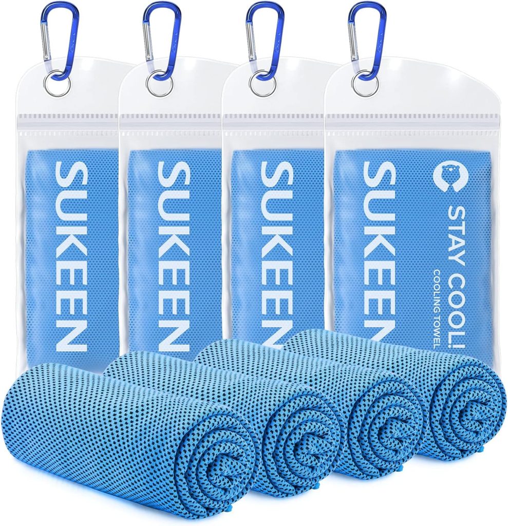 Sukeen [4 Pack Cooling Towel (40x12),Ice Towel,Soft Breathable Chilly Towel,Microfiber Towel for Yoga,Sport,Running,Gym,Workout,Camping,Fitness,Workout  More Activities