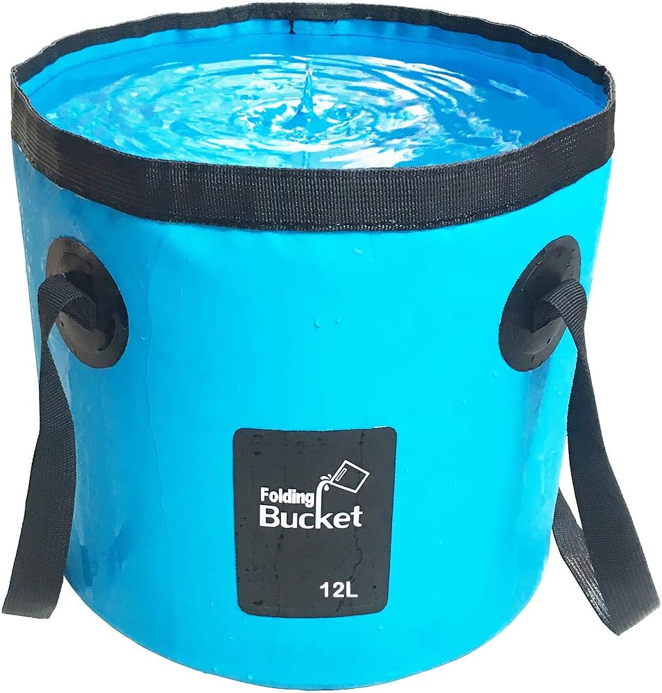 Sunglow Collapsible Bucket, 3 Gallons Multifunctional Portable Collapsible Fishing Bucket -Wash Basin Folding Bucket -Water Container for Fishing-Camping-Gardening (12L/3gallon(Blue))