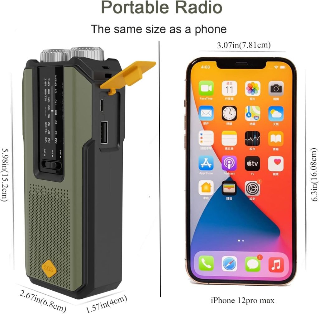 Upgraded Emergency Solar Weather Radio Hurricane Supplies Earthquake Kit Hand Crank Self Powered AM/FM/WB NOAA Wind up Survival Radios LED Flashlight 2000mAh Power Bank for iPhone Smart Phone