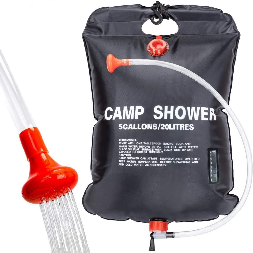 VIGLT Portable Shower Bag for Camp Shower 20L/5 Gallons Solar Shower Camping Shower Bag with Removable Hose and On-Off Switchable Shower Head for Outdoor Camping Traveling