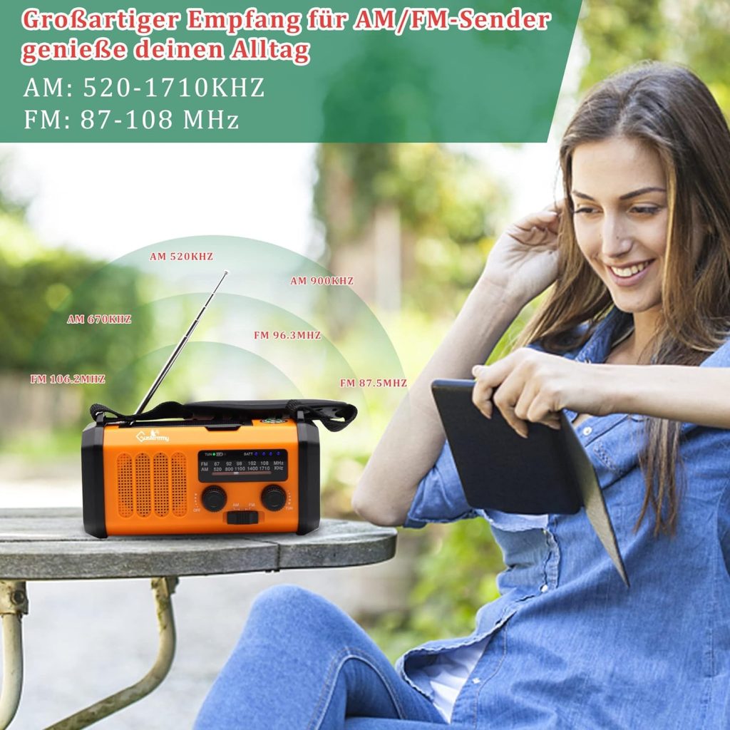 10000mAh Emergency Radio Solar Hand Crank AM FM NOAA Weather Radio Portable Battery Powered Radio with Phone Charger,Camping Flashlight,LED Lamp,SOS Alarm for Home Power Outages Outdoor Survival Gear