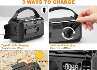 12000mah emergency radiomulti function amfmnoaa weather radio2 solar panelshand crankusb cable 3 charging methodssos ala 4