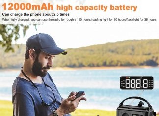 12000mah emergency radiomulti function amfmnoaa weather radio2 solar panelshand crankusb cable 3 charging methodssos ala 4