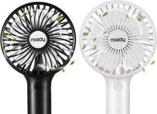 2 pack upgraded 5000mah portable handheld fan 3 speed mini usb strong wind 7 20 hours runtime personal electric small fa