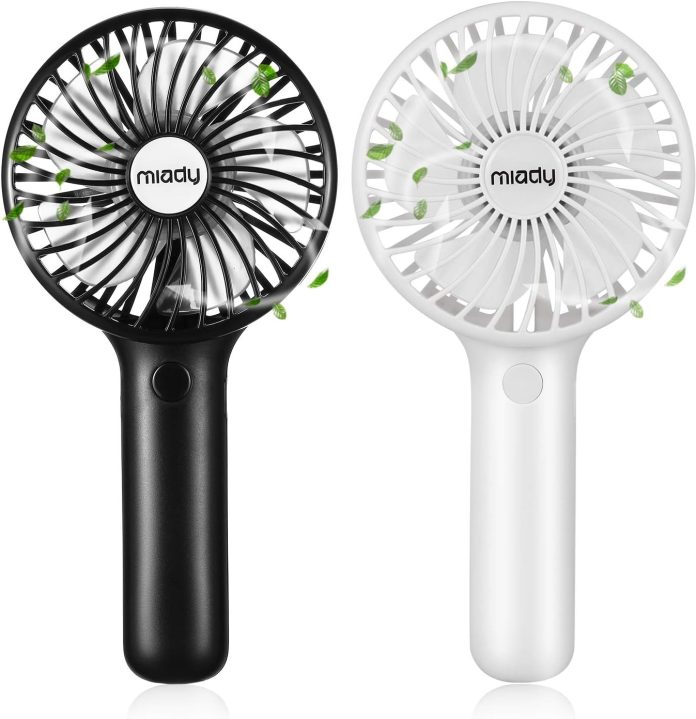 2 pack upgraded 5000mah portable handheld fan 3 speed mini usb strong wind 7 20 hours runtime personal electric small fa