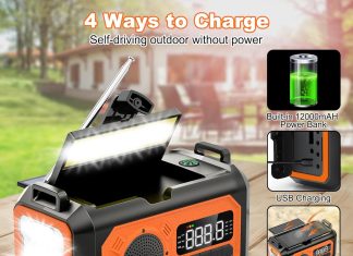 2023 newest12000mah emergency weather radio hand crank radio portable amfmnoaa radio with 2 solar panels multi function 1 1