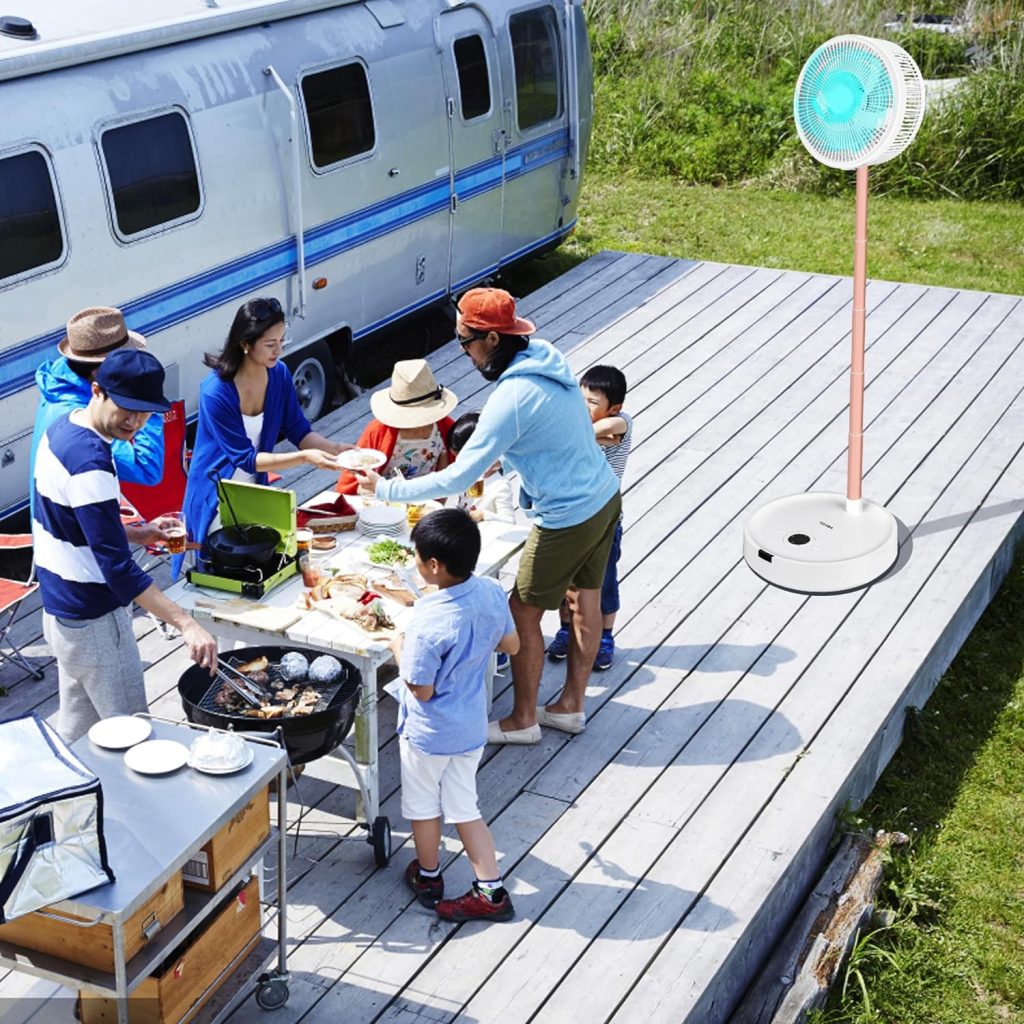 ABVOT 20000mAh Camping Fan with 4 LED Lights, Rechargeable Fan Portable, Stepless Speed and Adjustable Timer Settings for Picnic, Barbecue, Fishing, Travel