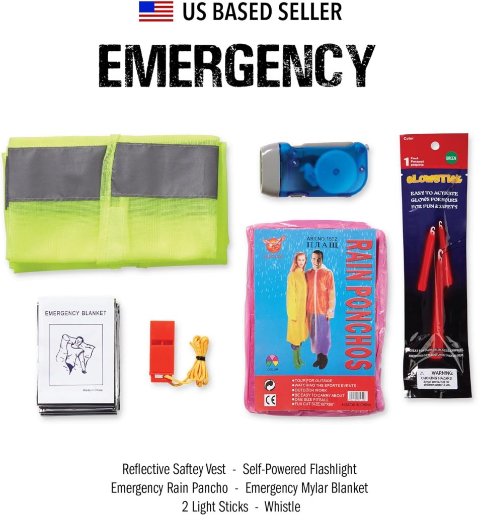 Always Prepared Standard (62 Piece) Roadside Emergency Car Kit – with Jumper Cables – All-in-One Auto Safety and First Aid Kit – Travel Safety for Women, Men, and College Kids – Roadtrip Essentials