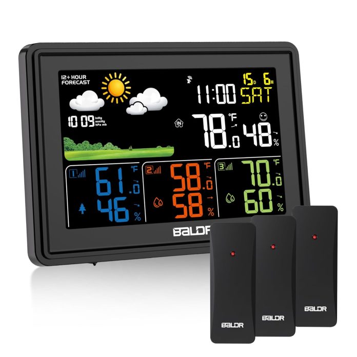 baldr wireless color display weather station with moon phase barometric pressure temperature and humidity sensors for in