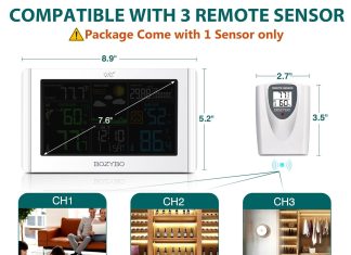bozybo weather station wireless indoor outdoor thermometer digital weather thermometer with atomic clock temperature hum 2