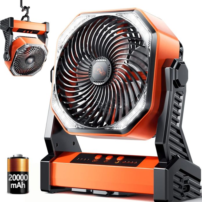 camping led fan with light 20000mah rechargeable battery powered outdoor tent fan with light and hook 4 speed personal u