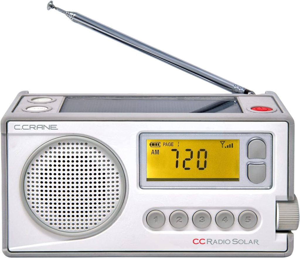 CCRadio Solar Wind-Up Portable Emergency Crank Digital Radio AM, FM, NOAA Weather Alert, Built in LED Flashlight and Cellphone Charger, Battery Operated Everyday Use by C. Crane