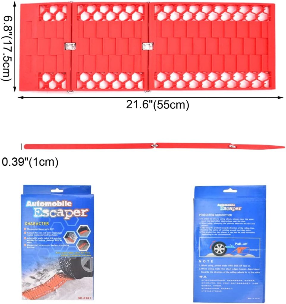 DEDC Foldable Car Tire Traction Mat Pad, Winter Tire Tracks Jack Board Grips, Go Treads Foldable Road Chews Tire Emergency Traction Mats Aid Kit Accessories for Ice/Snow/Sand/Beach Escape (2-Pack)