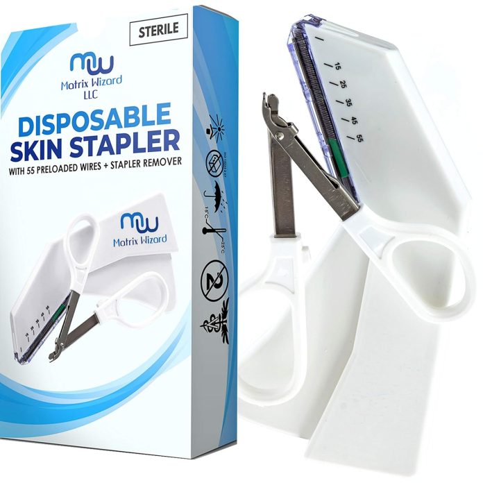disposable skin stapler suture thread alternative with 55 preloaded wires plus stapler remover tool for outdoor camping 