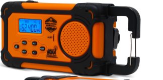 emergency noaa weather radio with amfm and shortwave radio bands hand crank solar or battery powered portable power bank