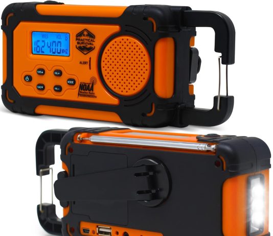 Practical Survival Emergency NOAA Weather Radio Review emergency noaa weather radio with amfm and shortwave radio bands hand crank solar or battery powered portable power bank