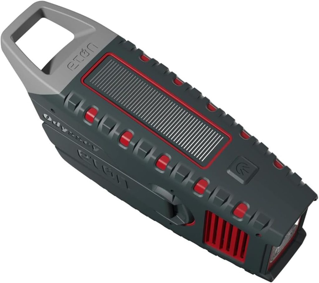 Eton - American Red Cross FRX3+ Emergency NOAA Weather Radio, Red, Digital Display, Hand Turbine, Solar Power, Red LED Flashing Beacon, 7 NOAA/Environment Canada Weather Bands, Phone Charger