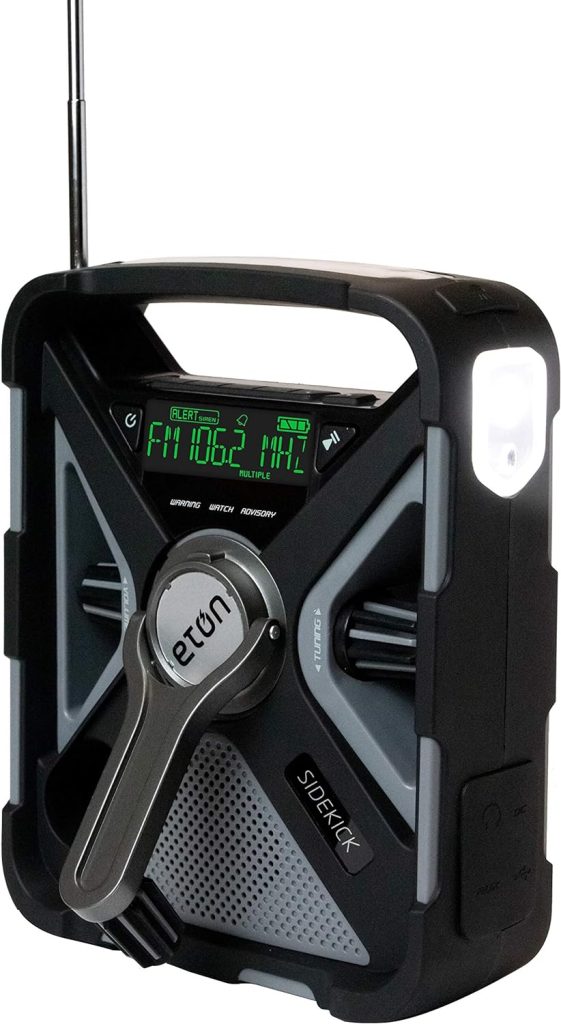 Eton - American Red Cross FRX3+ Emergency NOAA Weather Radio, Red, Digital Display, Hand Turbine, Solar Power, Red LED Flashing Beacon, 7 NOAA/Environment Canada Weather Bands, Phone Charger