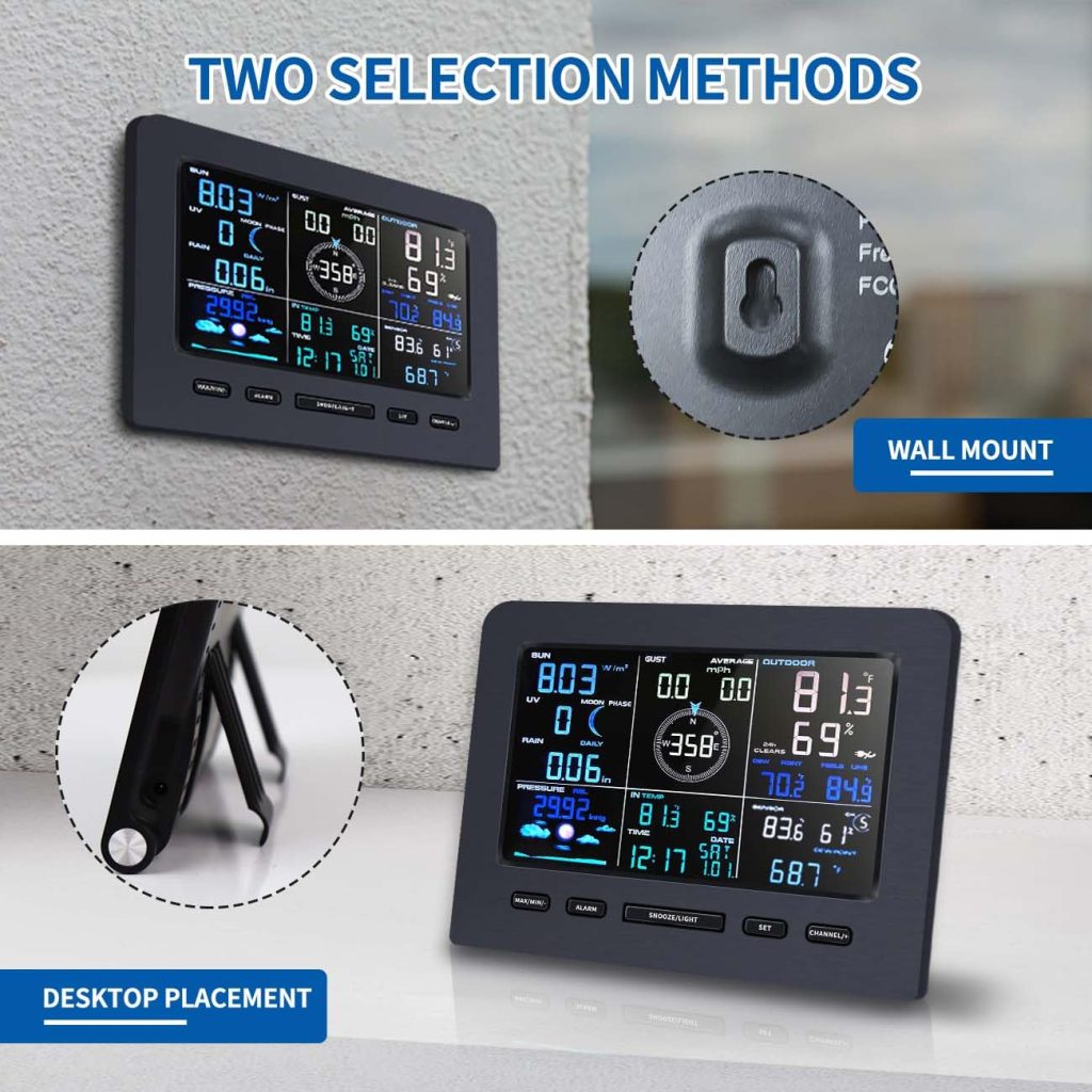 FENGTU Smart Weather Station with 7 in1 Outdoor Sensor and Wireless Temperature Sensor,Temperature/Anemometer/Rain Gauge/UV Sensor/Weather Forecast(WiFi)