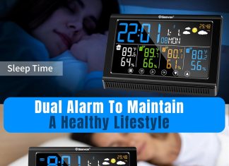 geevon indoor outdoor weather station color digital weather thermometer wireless with 3 remote sensorsbarometerusb charg 3