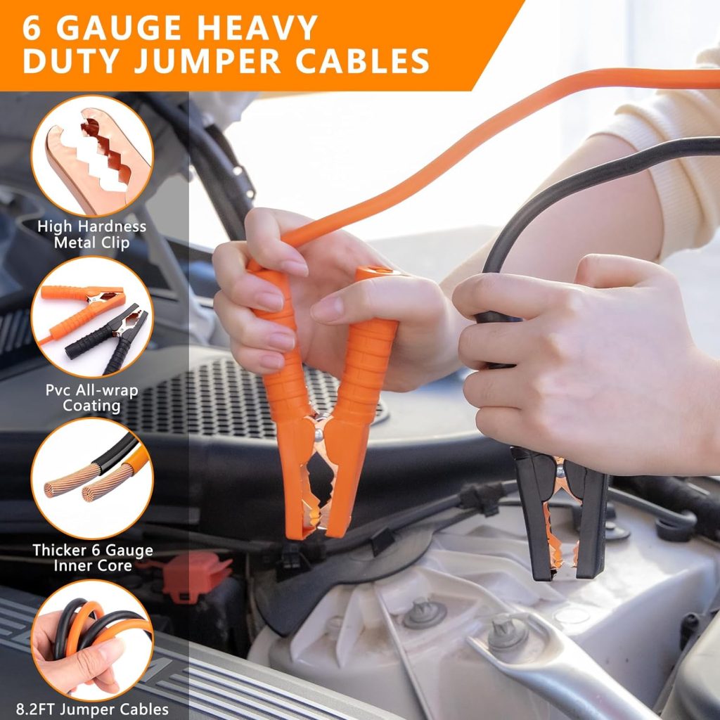 HLWDFLZ Car Emergency Kit with Portable Air Compressor - Roadside Assistance Emergency Kit, Winter Trave Assistance, Safety Emergency Kit for Cars, Trucks (Orange)