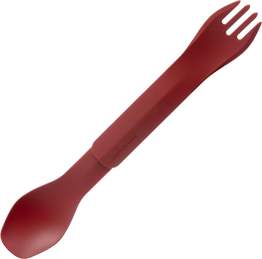humangear GoBites Duo | Travel  Camping Utensils | Portable  Convertible Dining Ware | Multi-Functional Spork, Red