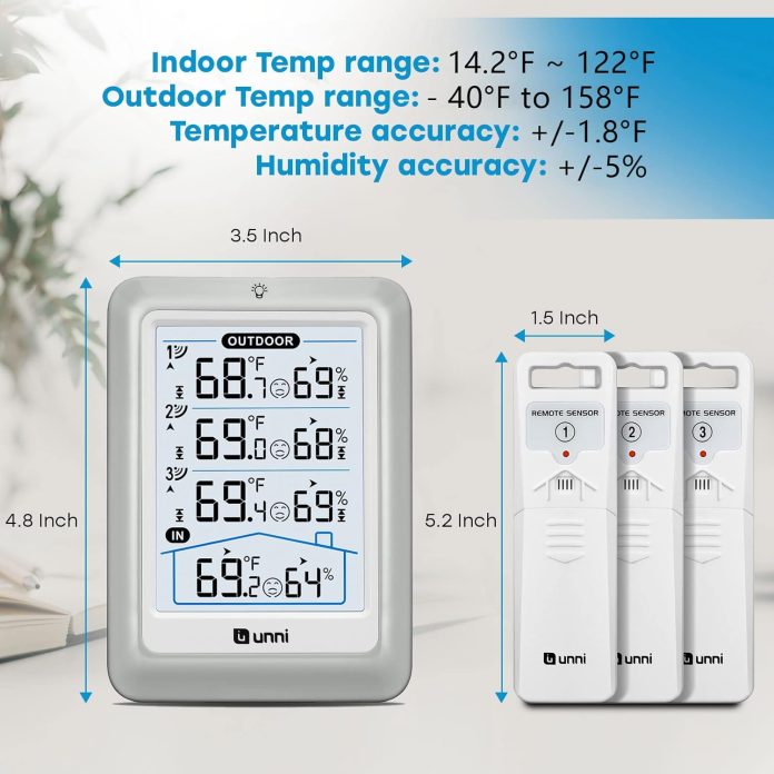 indoor outdoor thermometer wireless 45 inch display digital hygrometer thermometer temperature humidity monitor with 330 3