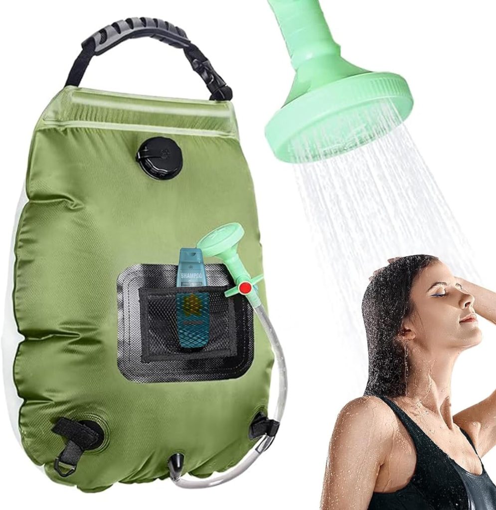 KIPIDA Solar Shower Bag | 5 Gal/20L Solar Heating Camping Shower Bag | Removable Hose | On-Off Switchable Shower Head | Ducha Portatil | Traveling Shower | Portable Shower for Beach Swimming, Hiking