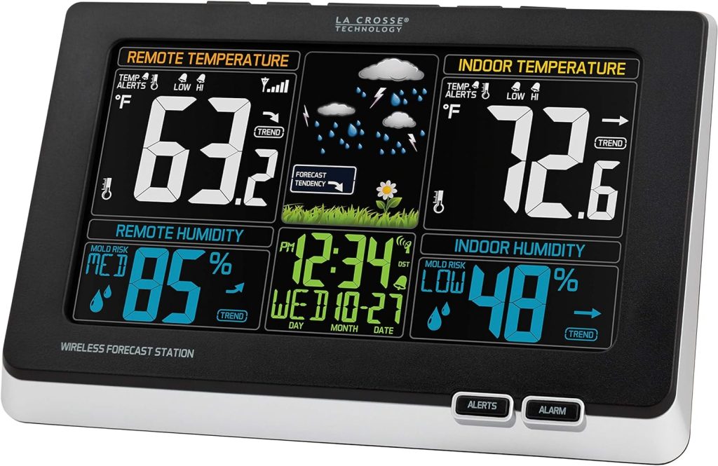 La Crosse Technology 308-1414MB-INT Wireless Color Weather Station with Mold Indicator, Black