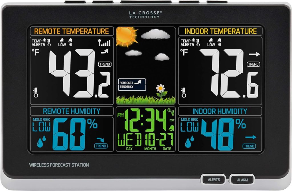 La Crosse Technology 308-1414MB-INT Wireless Color Weather Station with Mold Indicator, Black