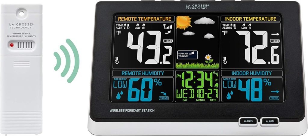 La Crosse Technology 308-1414MB-INT Wireless Color Weather Station with Mold Indicator, Black