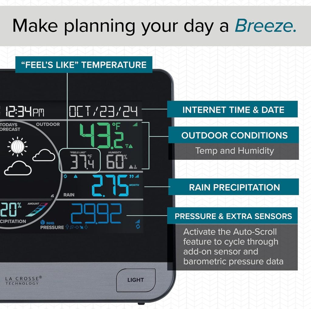La Crosse Technology 328-69357-INT Wi-Fi Professional Weather Station, Black