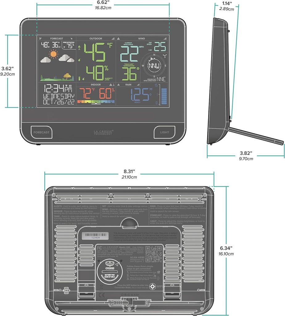 La Crosse Technology V42-PRO-INT Professional Weather Center with Combo Sensor and Remote Monitoring, Black