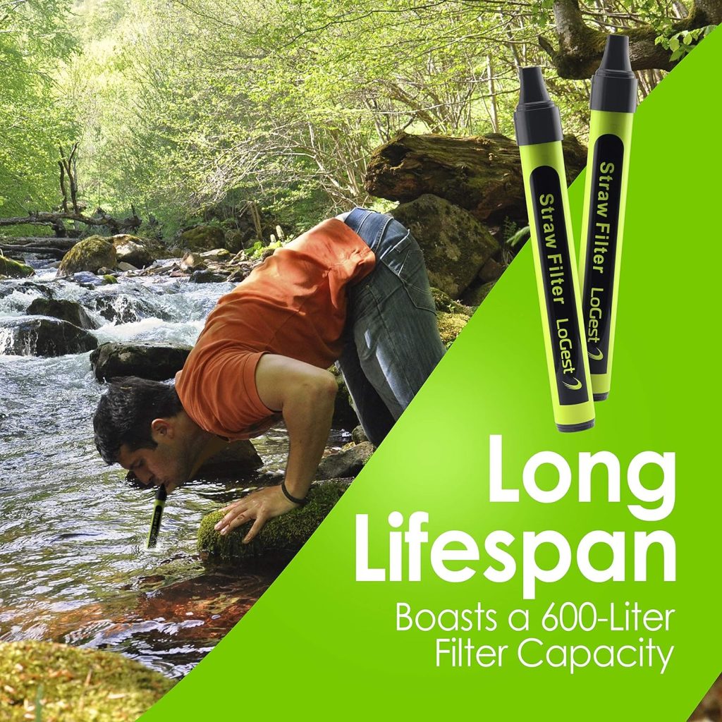 Logest 4 Pack Water Filter Straw - Portable, Compact, Multipurpose Water Purification Device for Emergency Kits, Outdoor Activities, Camping, Travel